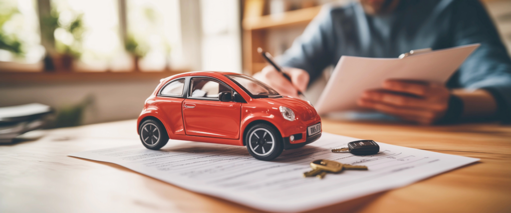 Customer Signing Loan Agreement with Vehicle Ownership Details